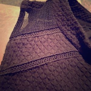 Anthropologie Lace accent peplum black top